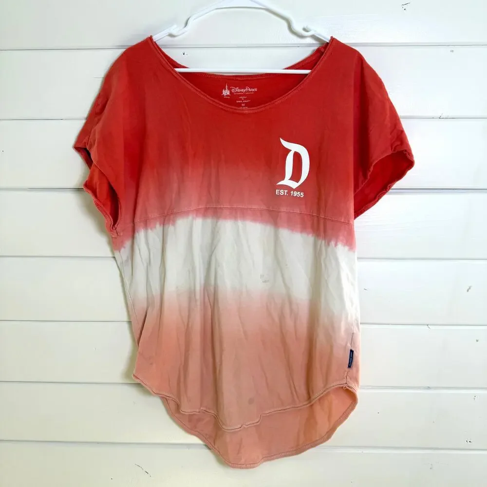 Disney Parks Ombre T Shirt Womens Medium Coral Disneyland Resort Spirit‎ Jersey